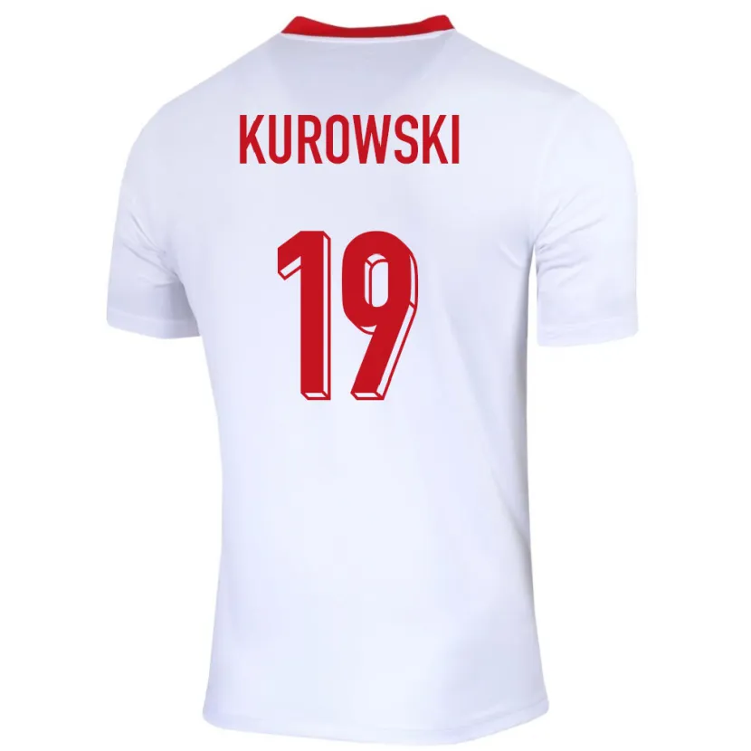 Danxen Mujer Camiseta Polonia Milosz Kurowski #19 Blanco 1ª Equipación 24-26 La Camisa