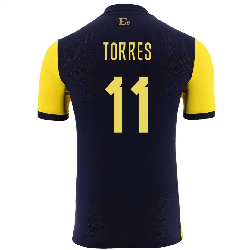 Danxen Mujer Camiseta Ecuador Ambar Torres #11 Amarillo 1ª Equipación 24-26 La Camisa