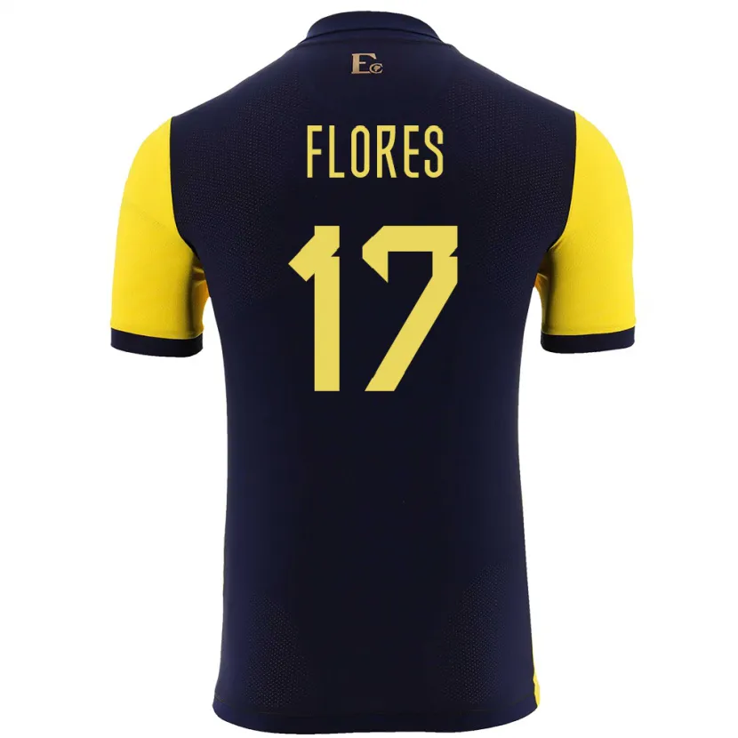 Danxen Mujer Camiseta Ecuador Karen Flores #17 Amarillo 1ª Equipación 24-26 La Camisa