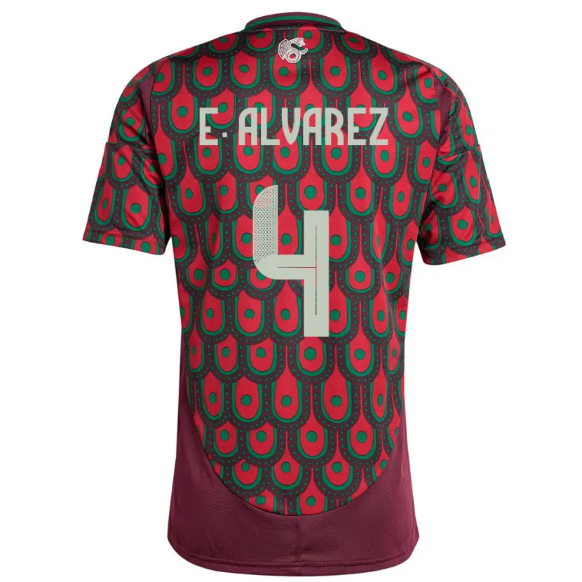 Danxen Mujer Camiseta México Edson Alvarez #4 Granate 1ª Equipación 24-26 La Camisa