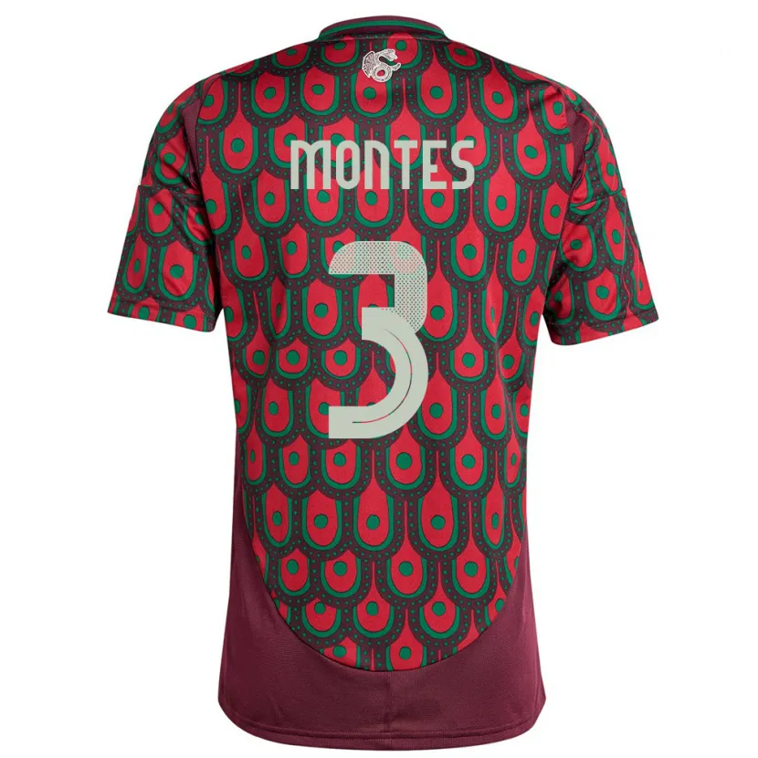 Danxen Mujer Camiseta México Cesar Montes #3 Granate 1ª Equipación 24-26 La Camisa