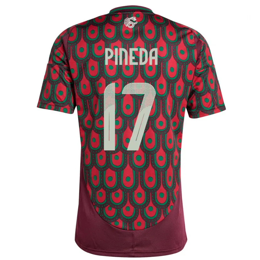 Danxen Mujer Camiseta México Orbelin Pineda #17 Granate 1ª Equipación 24-26 La Camisa