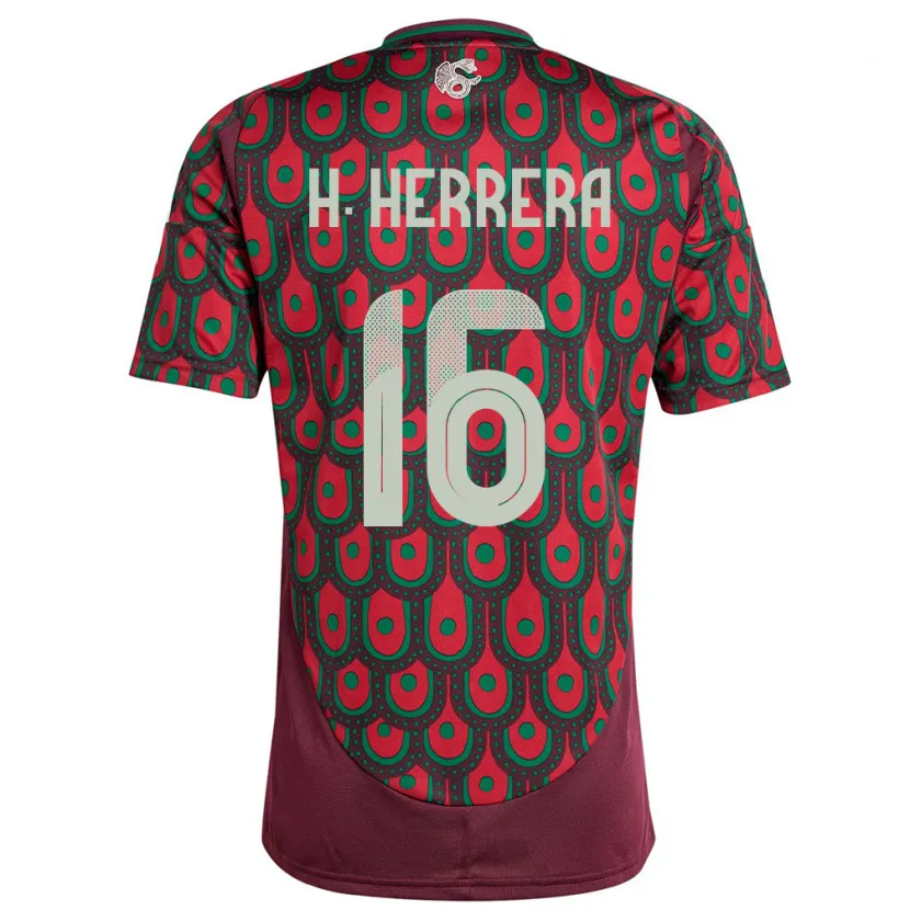 Danxen Mujer Camiseta México Hector Herrera #16 Granate 1ª Equipación 24-26 La Camisa