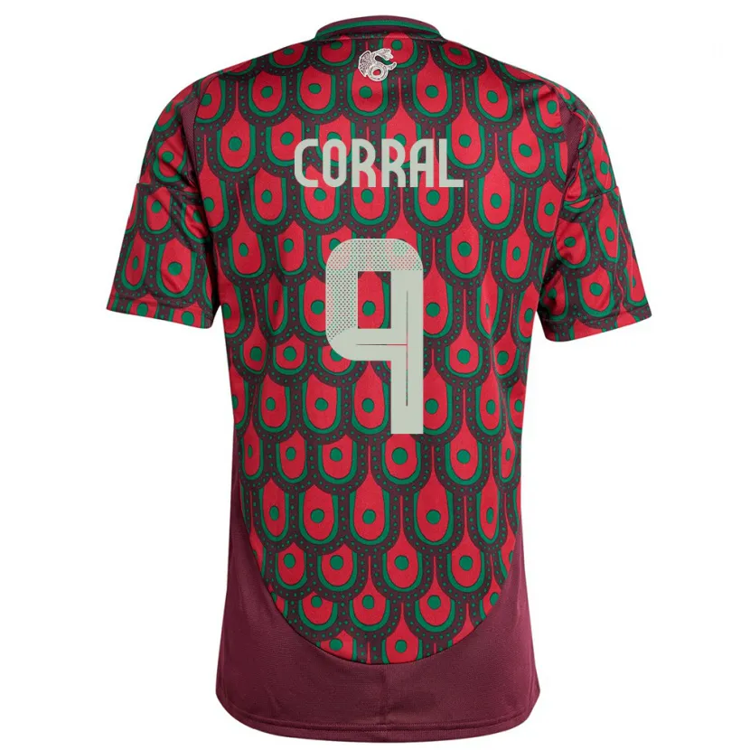 Danxen Mujer Camiseta México Charlyn Corral #9 Granate 1ª Equipación 24-26 La Camisa