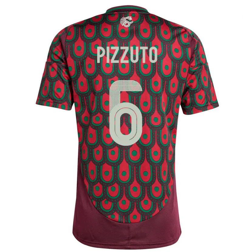 Danxen Mujer Camiseta México Eugenio Pizzuto #6 Granate 1ª Equipación 24-26 La Camisa