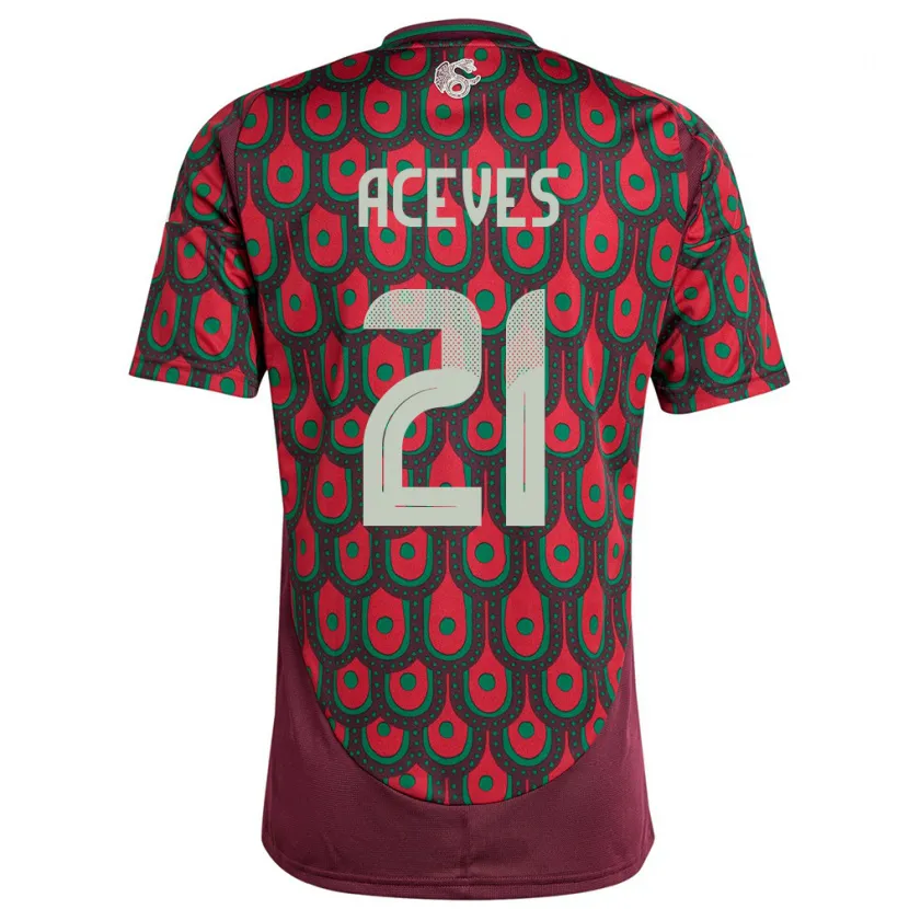 Danxen Mujer Camiseta México Daniel Aceves #21 Granate 1ª Equipación 24-26 La Camisa
