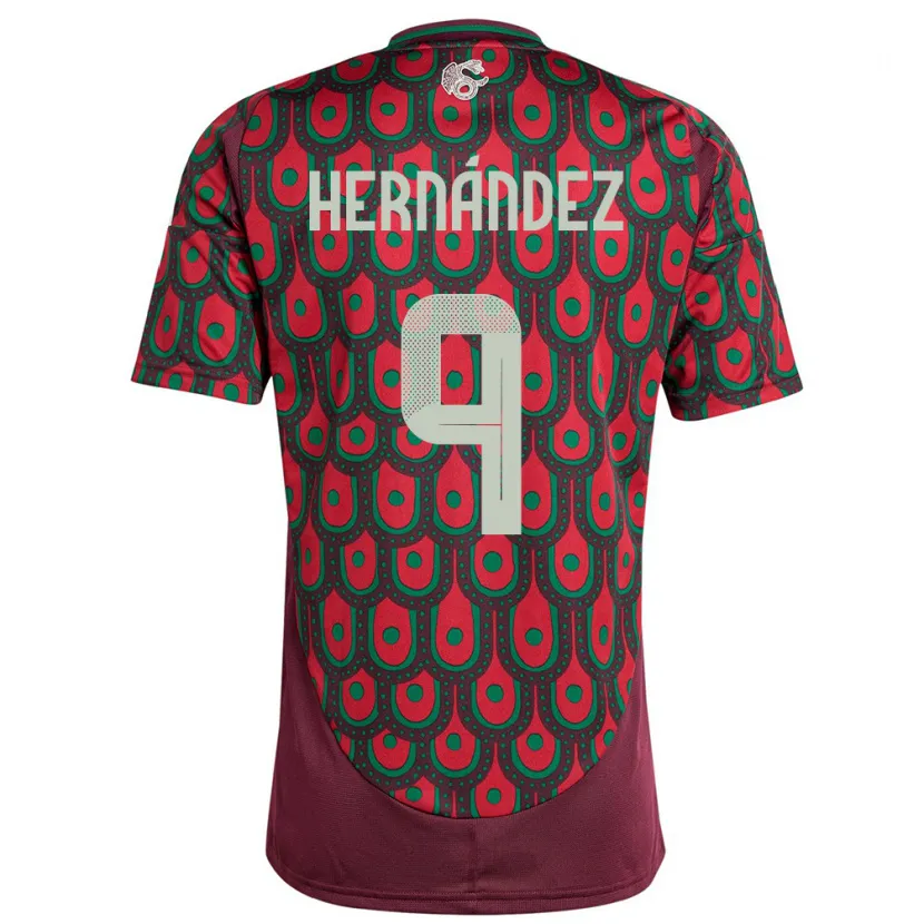 Danxen Mujer Camiseta México Jesus Hernandez #9 Granate 1ª Equipación 24-26 La Camisa