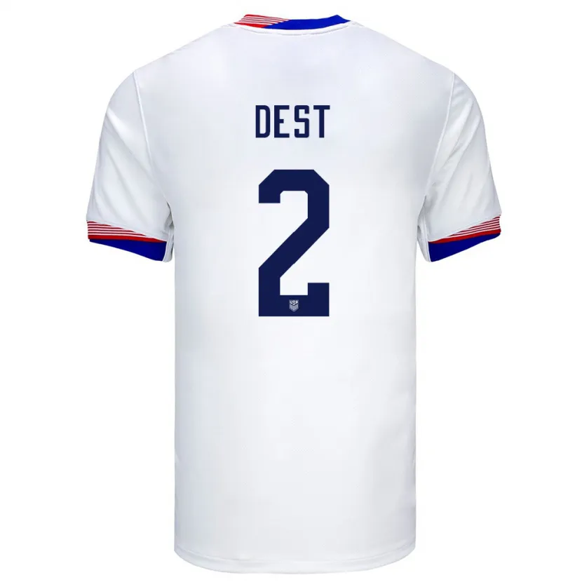 Danxen Mujer Camiseta Estados Unidos Sergino Dest #2 Blanco 1ª Equipación 24-26 La Camisa