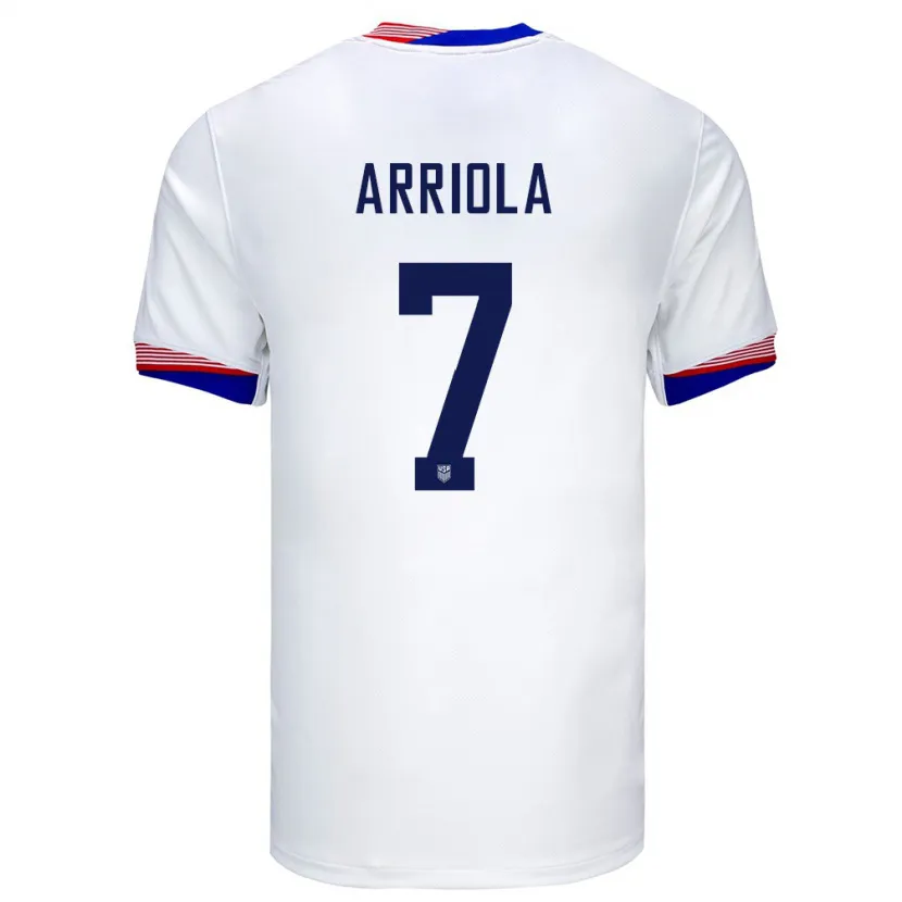 Danxen Mujer Camiseta Estados Unidos Paul Arriola #7 Blanco 1ª Equipación 24-26 La Camisa