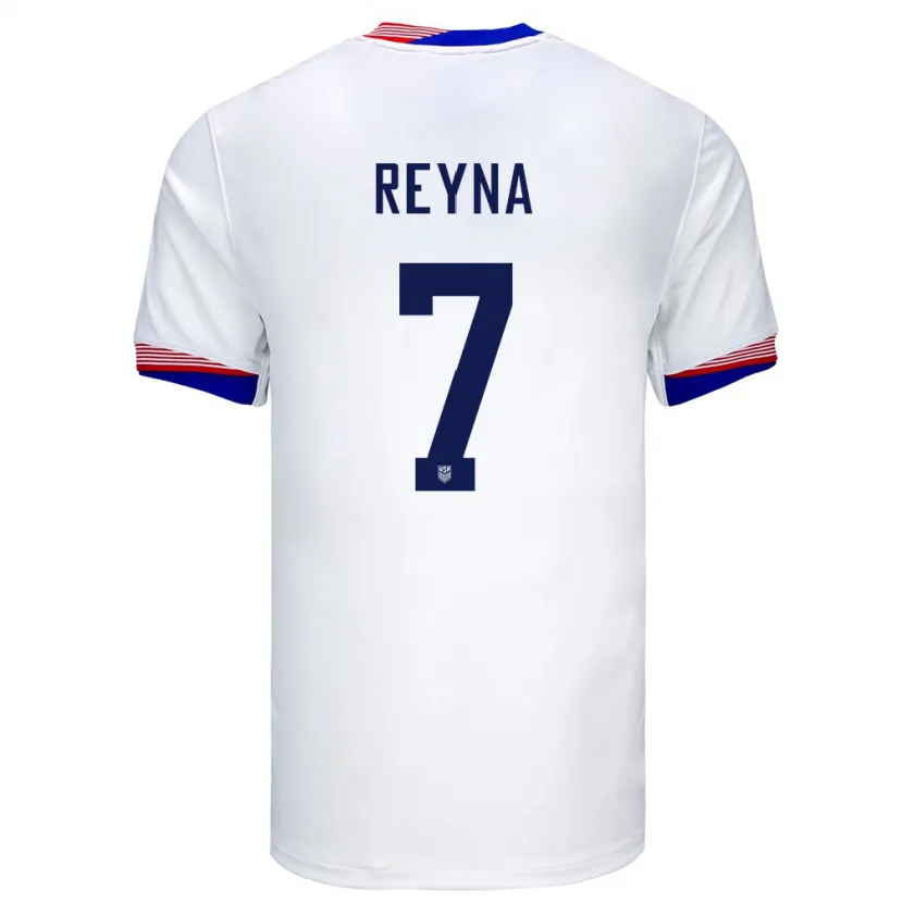 Danxen Mujer Camiseta Estados Unidos Giovanni Reyna #7 Blanco 1ª Equipación 24-26 La Camisa