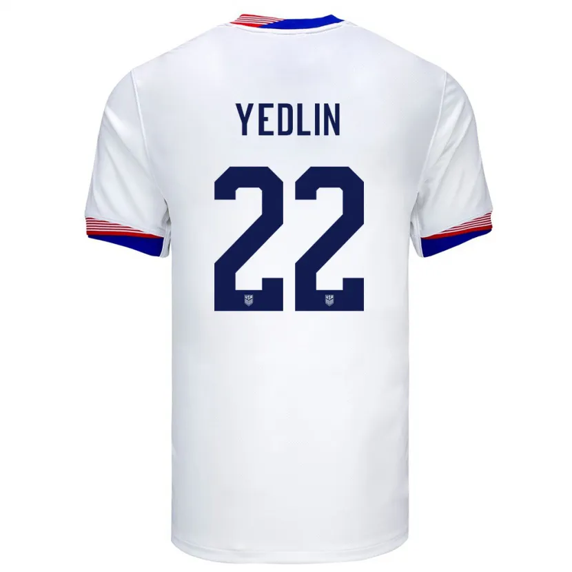 Danxen Mujer Camiseta Estados Unidos Deandre Yedlin #22 Blanco 1ª Equipación 24-26 La Camisa