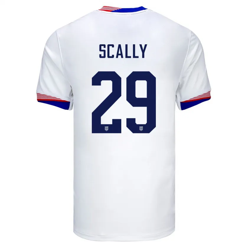 Danxen Mujer Camiseta Estados Unidos Joseph Scally #29 Blanco 1ª Equipación 24-26 La Camisa