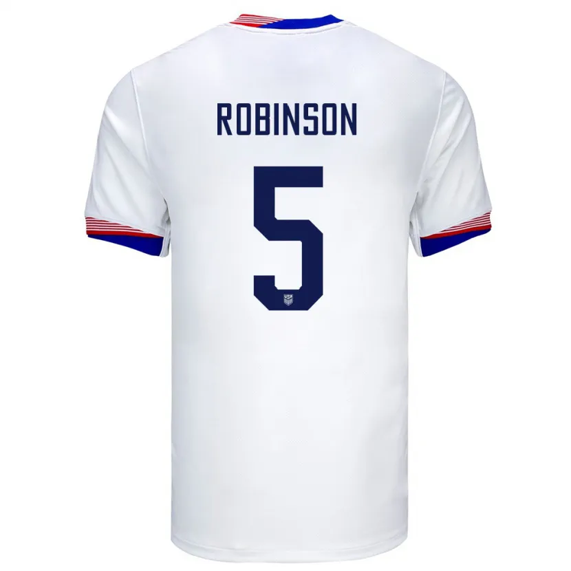 Danxen Mujer Camiseta Estados Unidos Antonee Robinson #5 Blanco 1ª Equipación 24-26 La Camisa