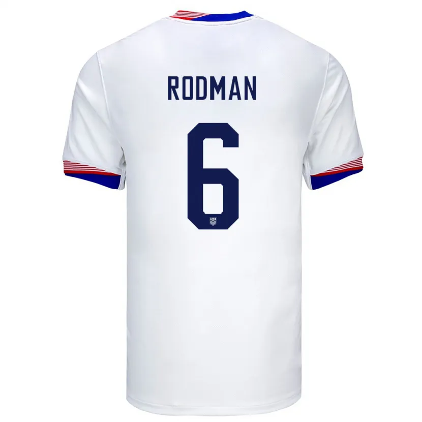 Danxen Mujer Camiseta Estados Unidos Trinity Rodman #6 Blanco 1ª Equipación 24-26 La Camisa