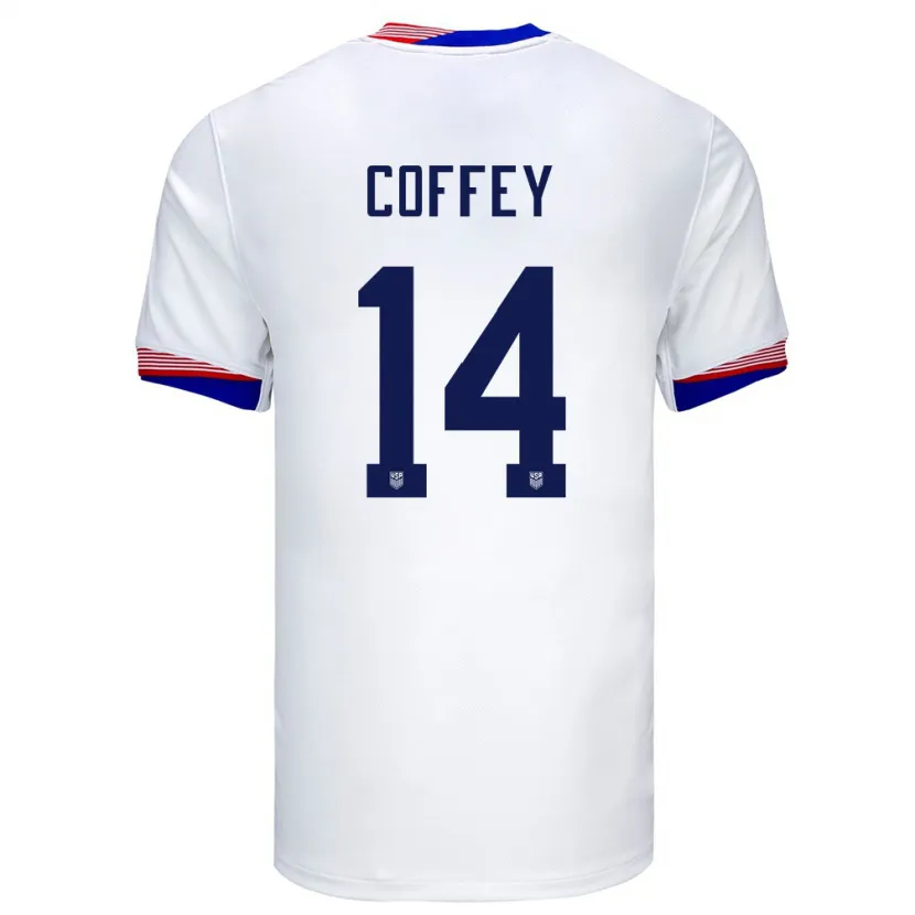 Danxen Mujer Camiseta Estados Unidos Sam Coffey #14 Blanco 1ª Equipación 24-26 La Camisa