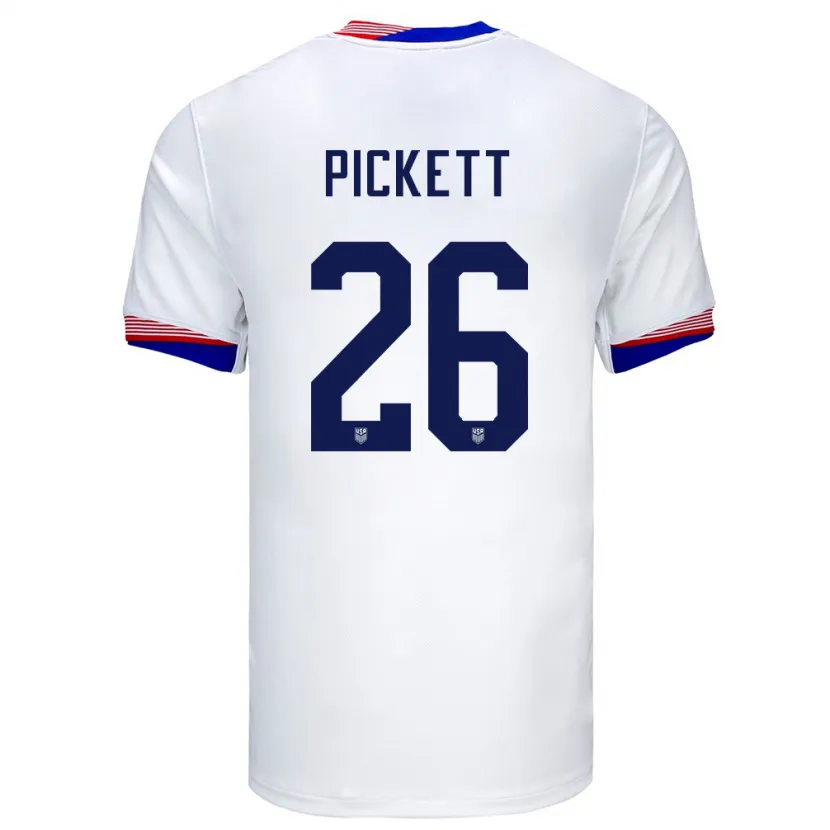 Danxen Mujer Camiseta Estados Unidos Carson Pickett #26 Blanco 1ª Equipación 24-26 La Camisa
