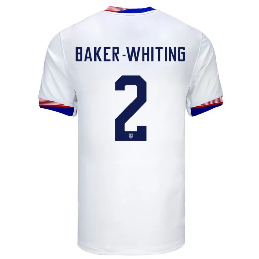 Danxen Mujer Camiseta Estados Unidos Reed Baker Whiting #2 Blanco 1ª Equipación 24-26 La Camisa