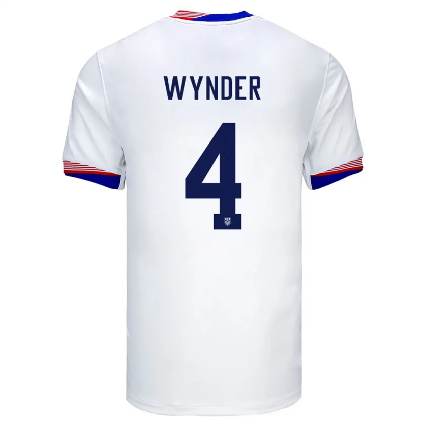 Danxen Mujer Camiseta Estados Unidos Joshua Wynder #4 Blanco 1ª Equipación 24-26 La Camisa