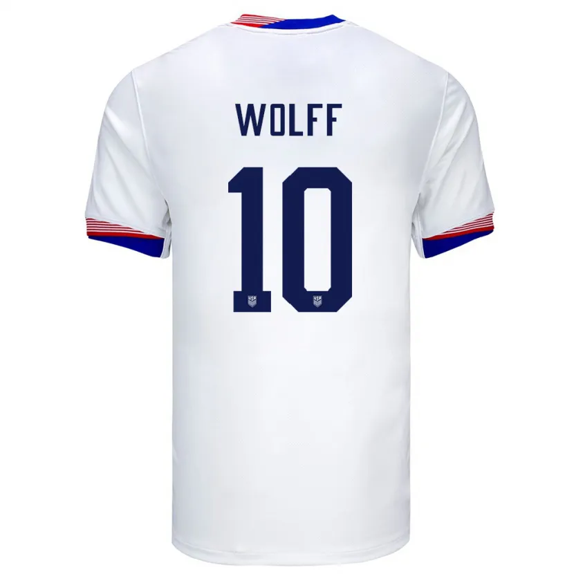 Danxen Mujer Camiseta Estados Unidos Owen Wolff #10 Blanco 1ª Equipación 24-26 La Camisa
