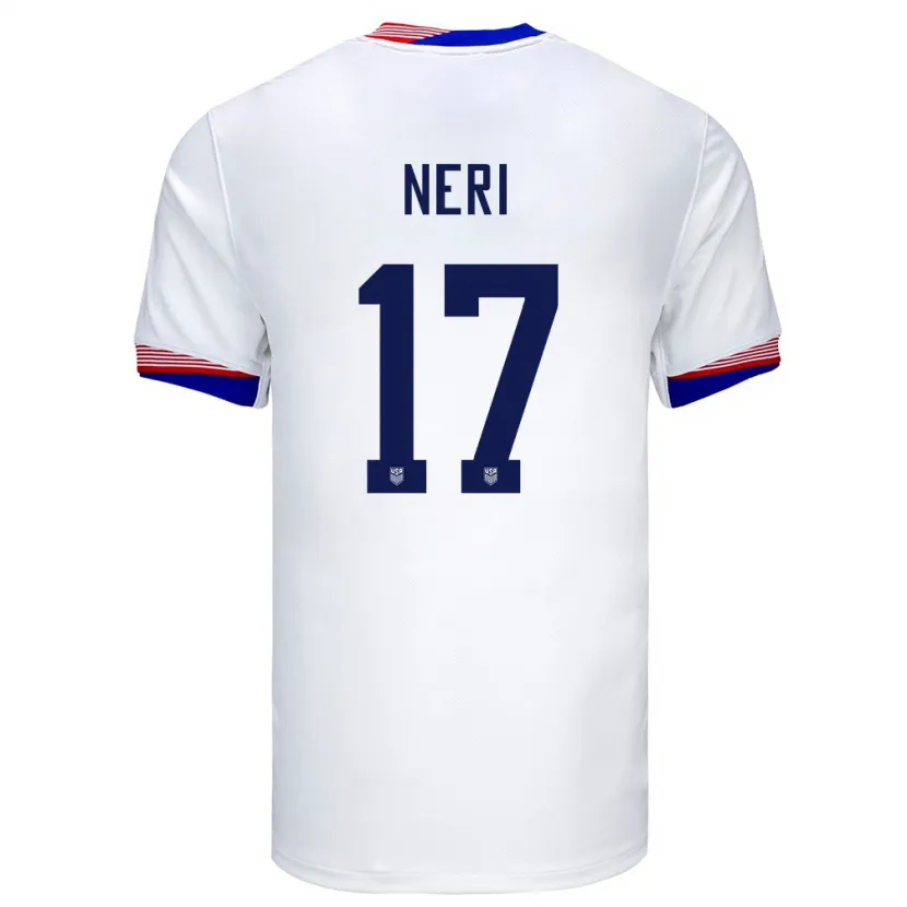 Danxen Mujer Camiseta Estados Unidos Rodrigo Neri #17 Blanco 1ª Equipación 24-26 La Camisa