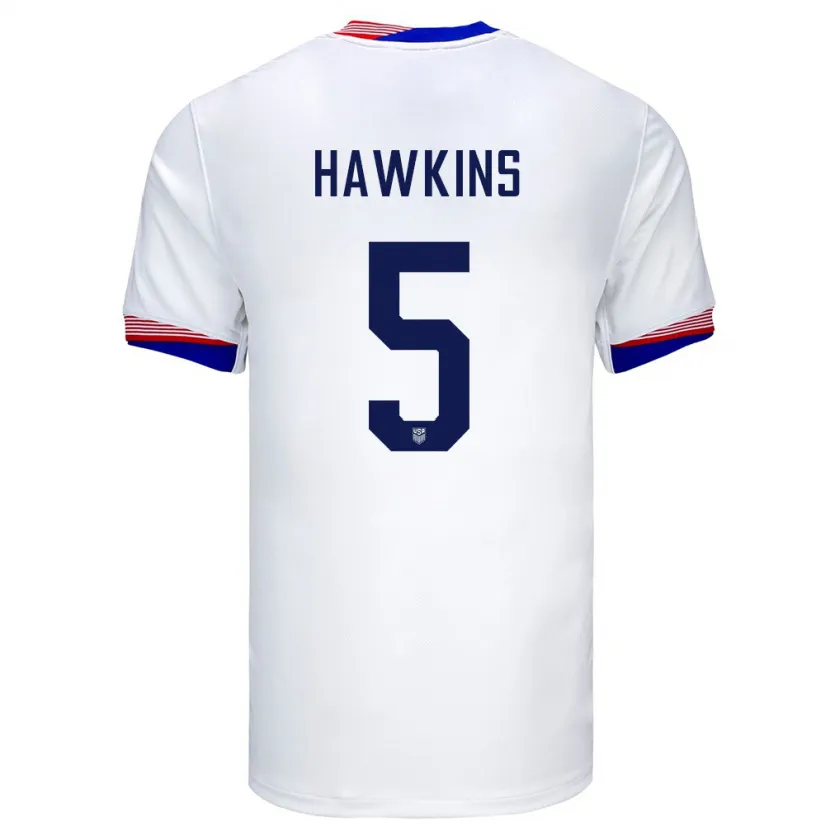 Danxen Mujer Camiseta Estados Unidos Stuart Hawkins #5 Blanco 1ª Equipación 24-26 La Camisa