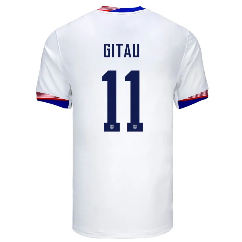 Danxen Mujer Camiseta Estados Unidos Andre Gitau #11 Blanco 1ª Equipación 24-26 La Camisa