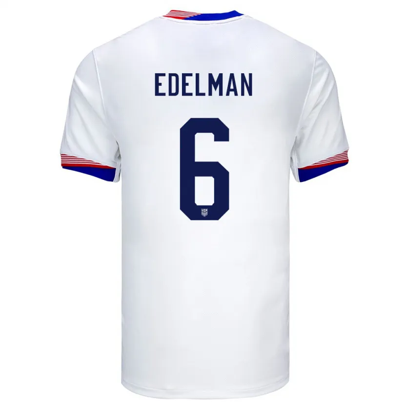 Danxen Mujer Camiseta Estados Unidos Daniel Edelman #6 Blanco 1ª Equipación 24-26 La Camisa