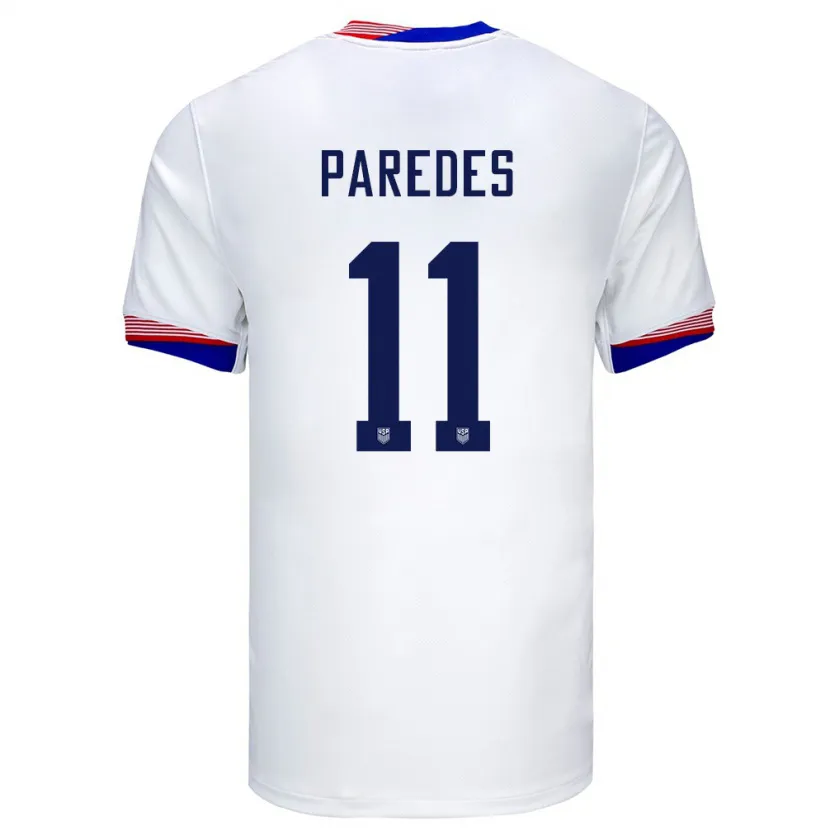 Danxen Mujer Camiseta Estados Unidos Kevin Paredes #11 Blanco 1ª Equipación 24-26 La Camisa