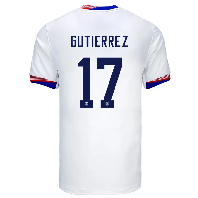 Danxen Mujer Camiseta Estados Unidos Brian Gutierrez #17 Blanco 1ª Equipación 24-26 La Camisa