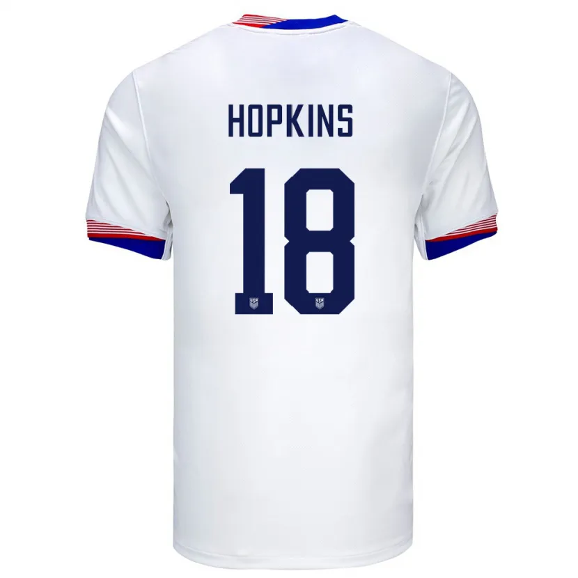 Danxen Mujer Camiseta Estados Unidos Jackson Hopkins #18 Blanco 1ª Equipación 24-26 La Camisa