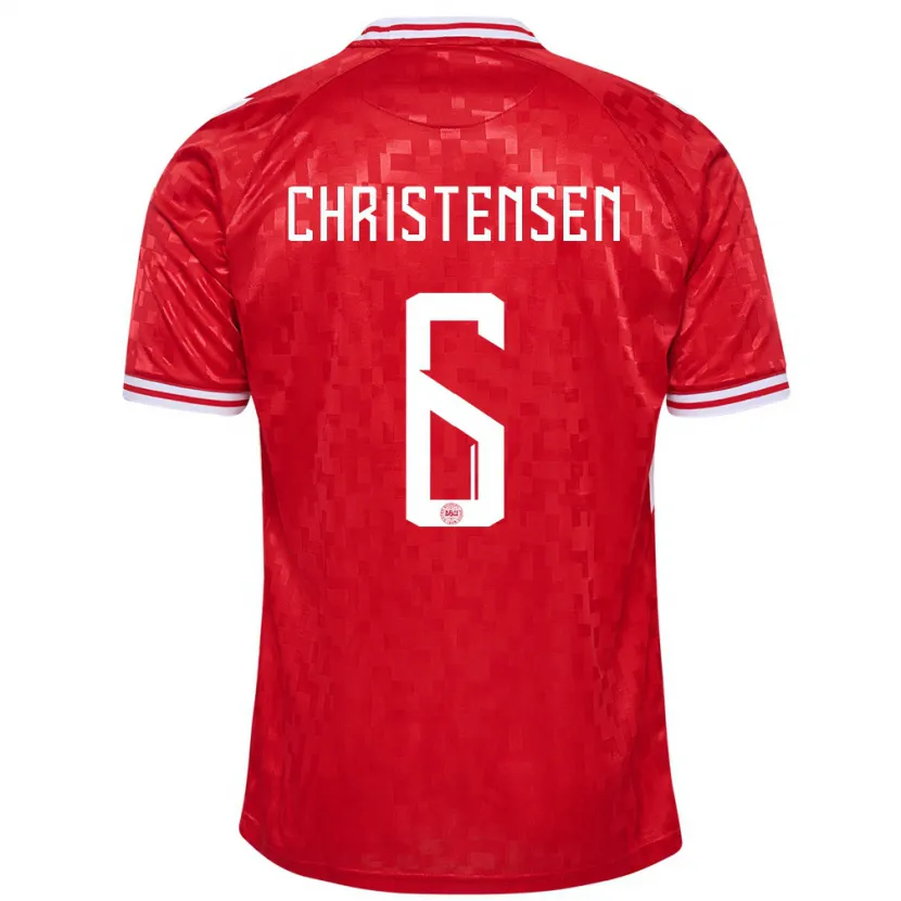 Danxen Mujer Camiseta Dinamarca Andreas Christensen #6 Rojo 1ª Equipación 24-26 La Camisa