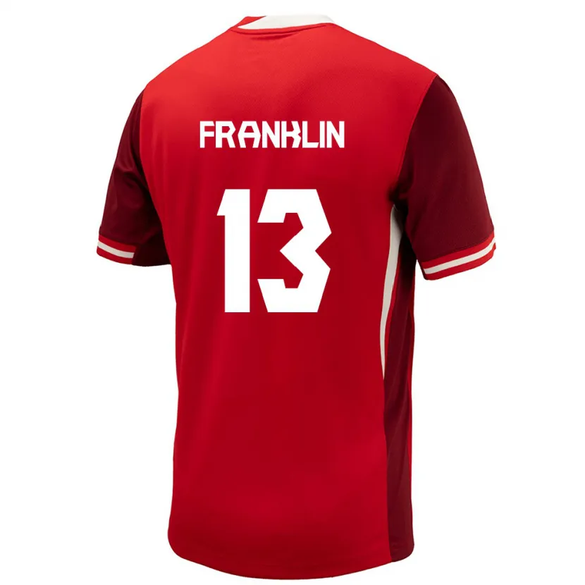 Danxen Mujer Camiseta Canadá Kobe Franklin #13 Rojo 1ª Equipación 24-26 La Camisa