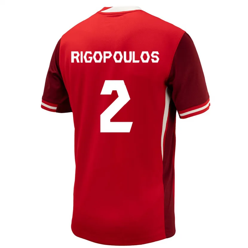 Danxen Mujer Camiseta Canadá Theo Rigopoulos #2 Rojo 1ª Equipación 24-26 La Camisa