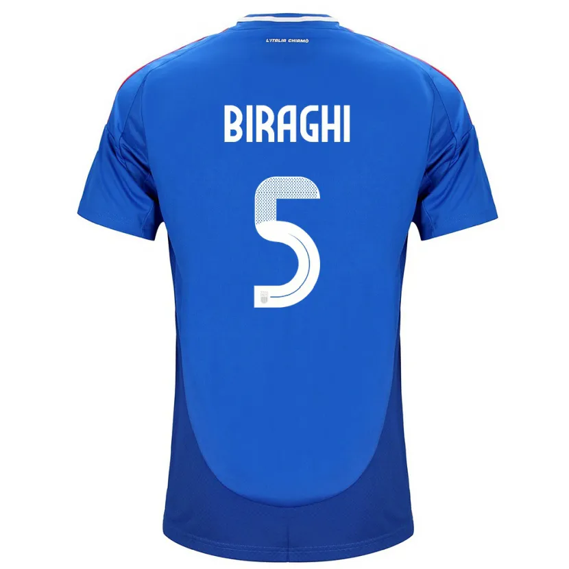 Danxen Mujer Camiseta Italia Cristiano Biraghi #5 Azul 1ª Equipación 24-26 La Camisa