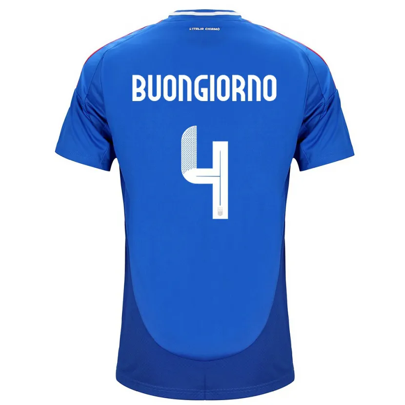 Danxen Mujer Camiseta Italia Alessandro Buongiorno #4 Azul 1ª Equipación 24-26 La Camisa