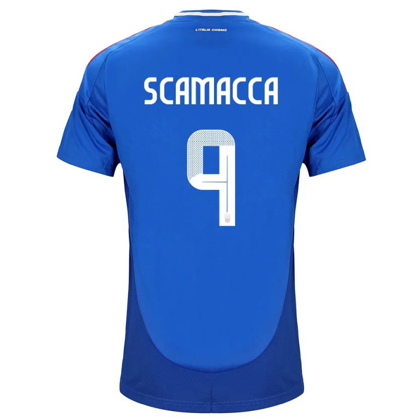 Danxen Mujer Camiseta Italia Gianluca Scamacca #9 Azul 1ª Equipación 24-26 La Camisa