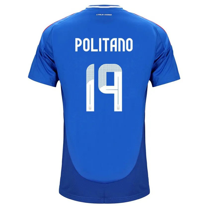 Danxen Mujer Camiseta Italia Matteo Politano #19 Azul 1ª Equipación 24-26 La Camisa