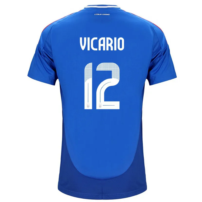 Danxen Mujer Camiseta Italia Guglielmo Vicario #12 Azul 1ª Equipación 24-26 La Camisa