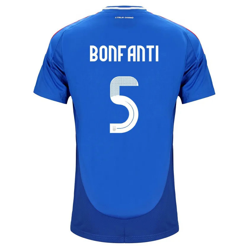 Danxen Mujer Camiseta Italia Giovanni Bonfanti #5 Azul 1ª Equipación 24-26 La Camisa