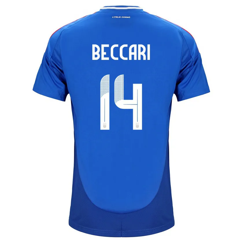 Danxen Mujer Camiseta Italia Chiara Beccari #14 Azul 1ª Equipación 24-26 La Camisa