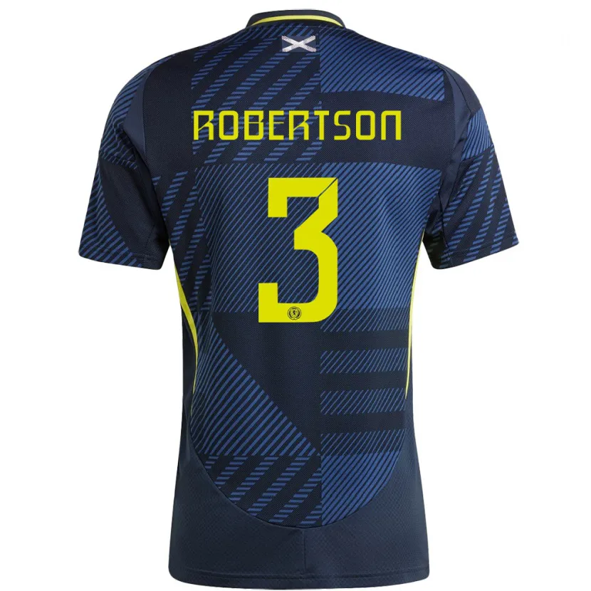 Danxen Mujer Camiseta Escocia Andrew Robertson #3 Azul Oscuro 1ª Equipación 24-26 La Camisa