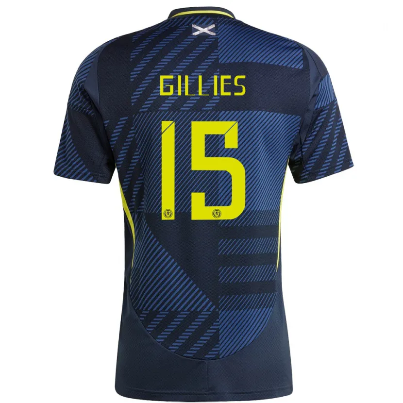 Danxen Mujer Camiseta Escocia Matthew Gillies #15 Azul Oscuro 1ª Equipación 24-26 La Camisa