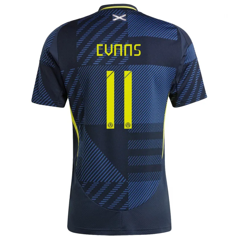 Danxen Mujer Camiseta Escocia Lisa Evans #11 Azul Oscuro 1ª Equipación 24-26 La Camisa