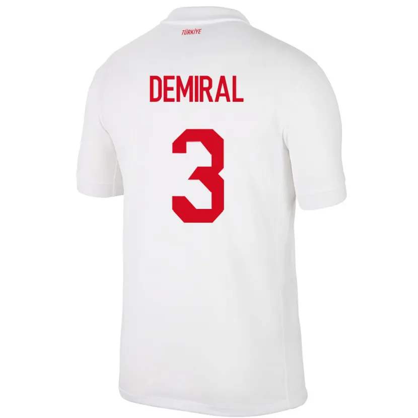 Danxen Mujer Camiseta Turquía Merih Demiral #3 Blanco 1ª Equipación 24-26 La Camisa