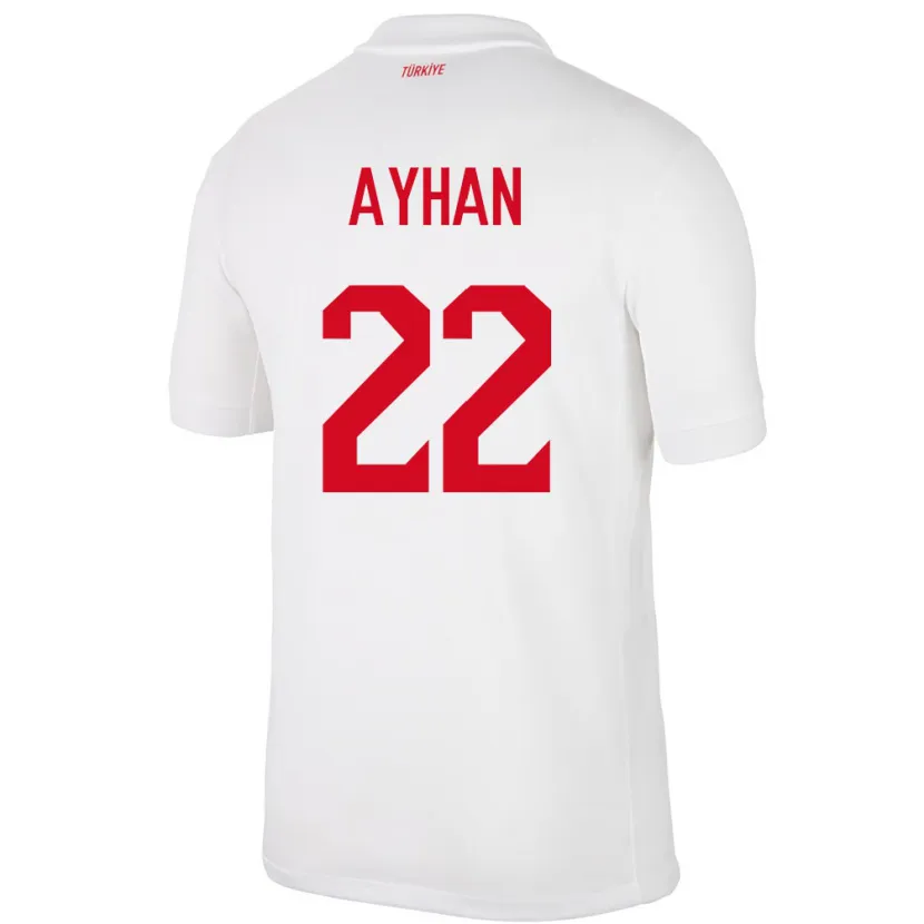Danxen Mujer Camiseta Turquía Kaan Ayhan #22 Blanco 1ª Equipación 24-26 La Camisa