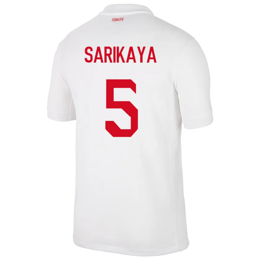 Danxen Mujer Camiseta Turquía Efe Sarıkaya #5 Blanco 1ª Equipación 24-26 La Camisa