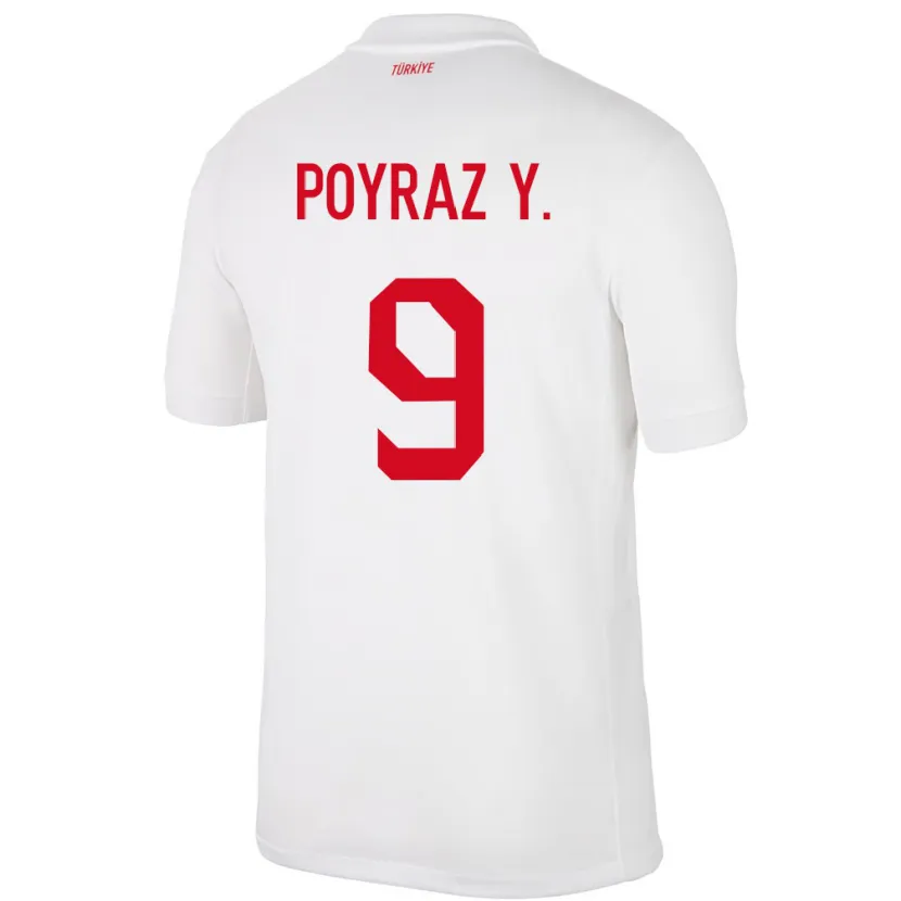 Danxen Mujer Camiseta Turquía Poyraz Yıldırım #9 Blanco 1ª Equipación 24-26 La Camisa
