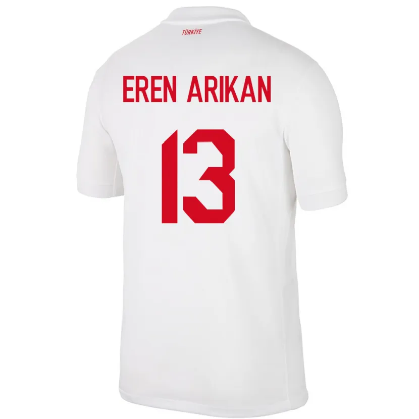 Danxen Mujer Camiseta Turquía Muhammed Eren Arıkan #13 Blanco 1ª Equipación 24-26 La Camisa