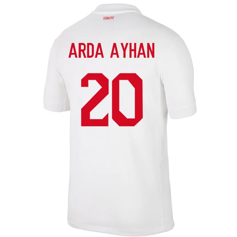 Danxen Mujer Camiseta Turquía Murat Arda Ayhan #20 Blanco 1ª Equipación 24-26 La Camisa