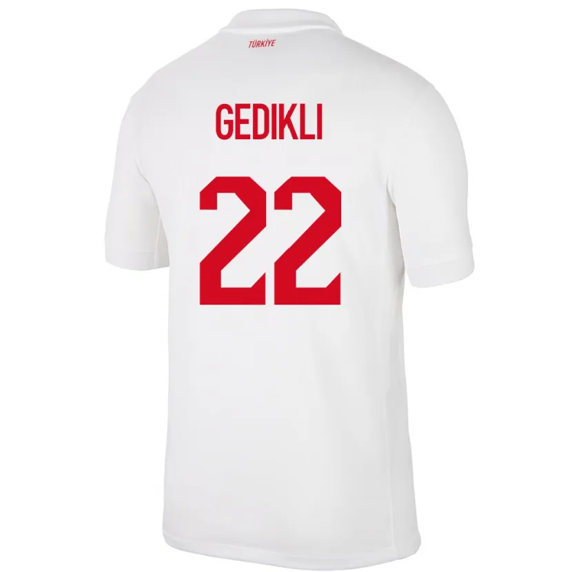 Danxen Mujer Camiseta Turquía Berkant Gedikli #22 Blanco 1ª Equipación 24-26 La Camisa